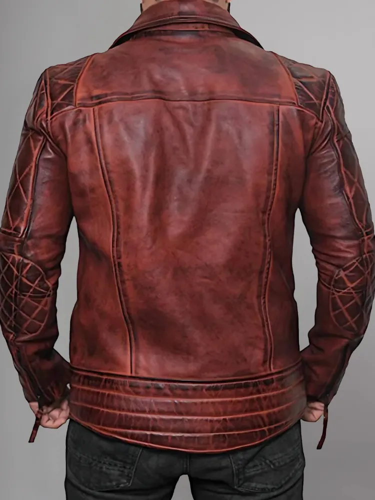 Men's Genuine Lambskin Leather Vintage Motorcycle Jacket