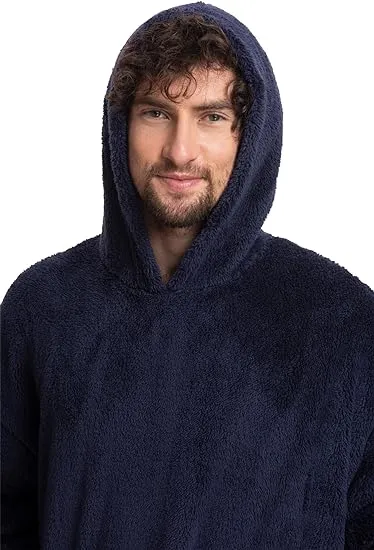 Men's Navy Ultimate Sherpa Blanket Hoodie - The Epitome of Cozy Loungewear