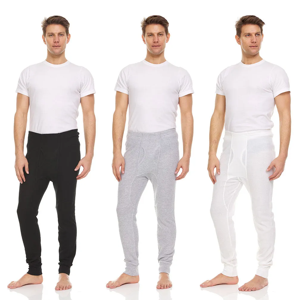 Mens Thermal Long John Pants - Thermal Bottom Base Layer for Tshirts & Jackets - Lightweight Thermal Underwear Mens - 3 Pack