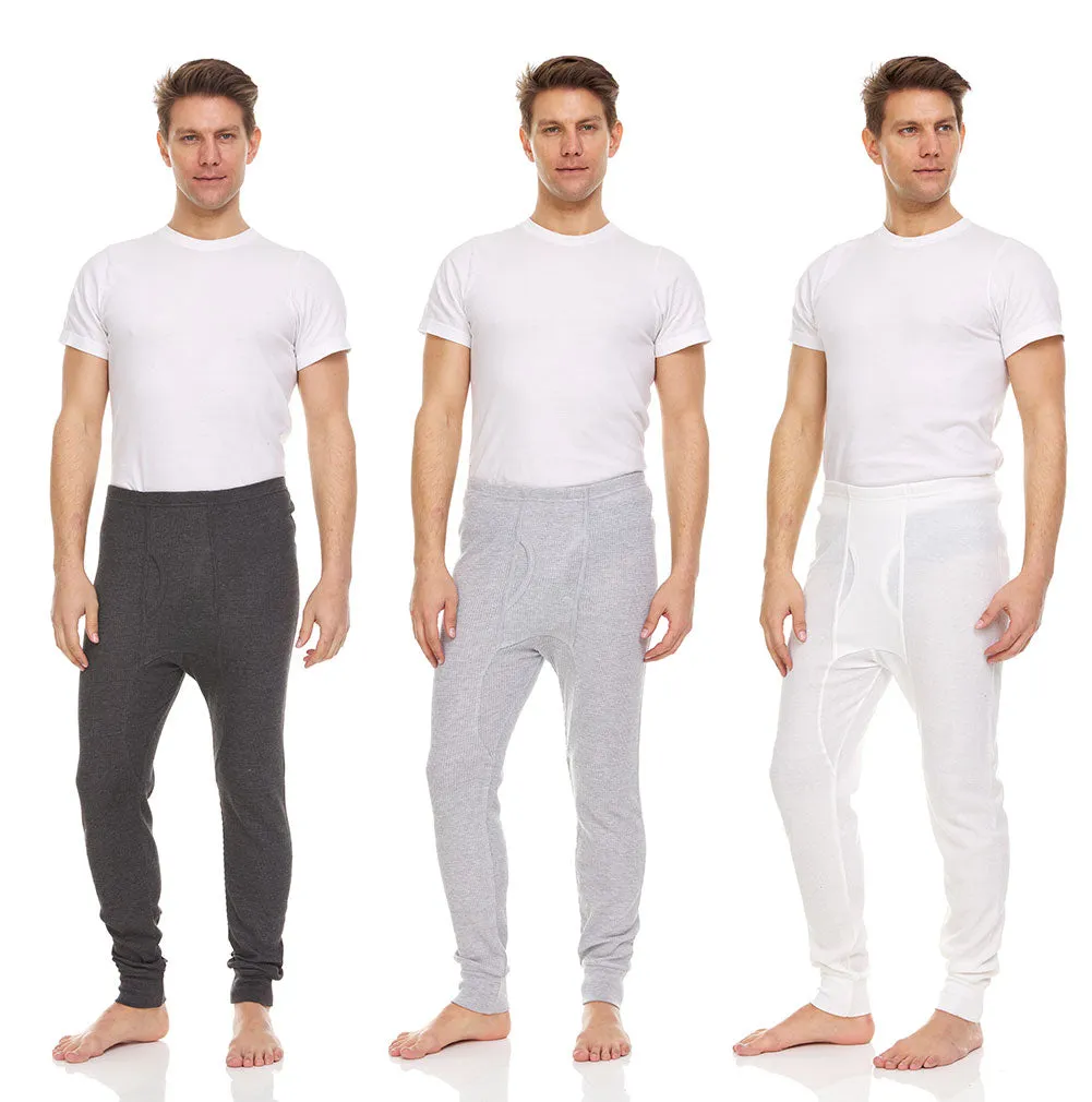 Mens Thermal Long John Pants - Thermal Bottom Base Layer for Tshirts & Jackets - Lightweight Thermal Underwear Mens - 3 Pack