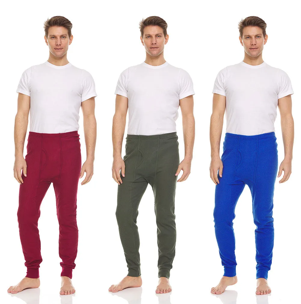 Mens Thermal Long John Pants - Thermal Bottom Base Layer for Tshirts & Jackets - Lightweight Thermal Underwear Mens - 3 Pack