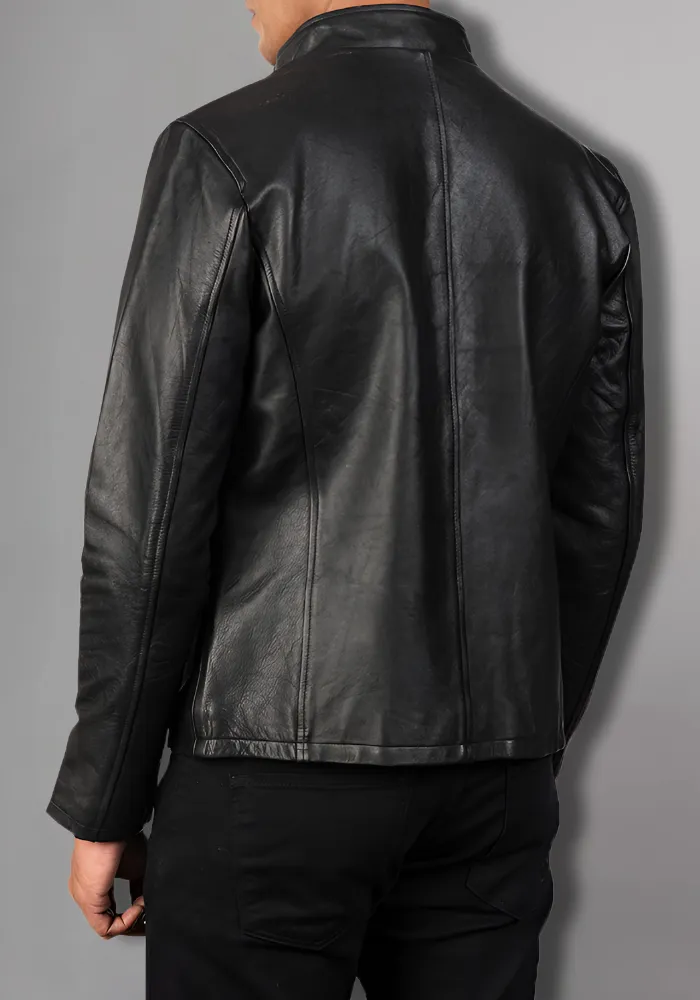 Men's  Vintage Style Biker Motorcycle Leather Jacket