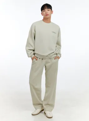 Men's Washed Cotton Sweatpants (Beige) IG422