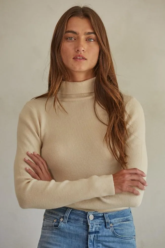 Mercer Long Sleeve Sweater Top - Light Taupe