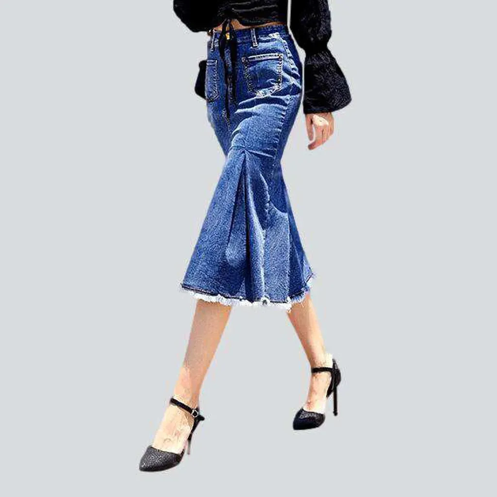 Mermaid slit denim skirt