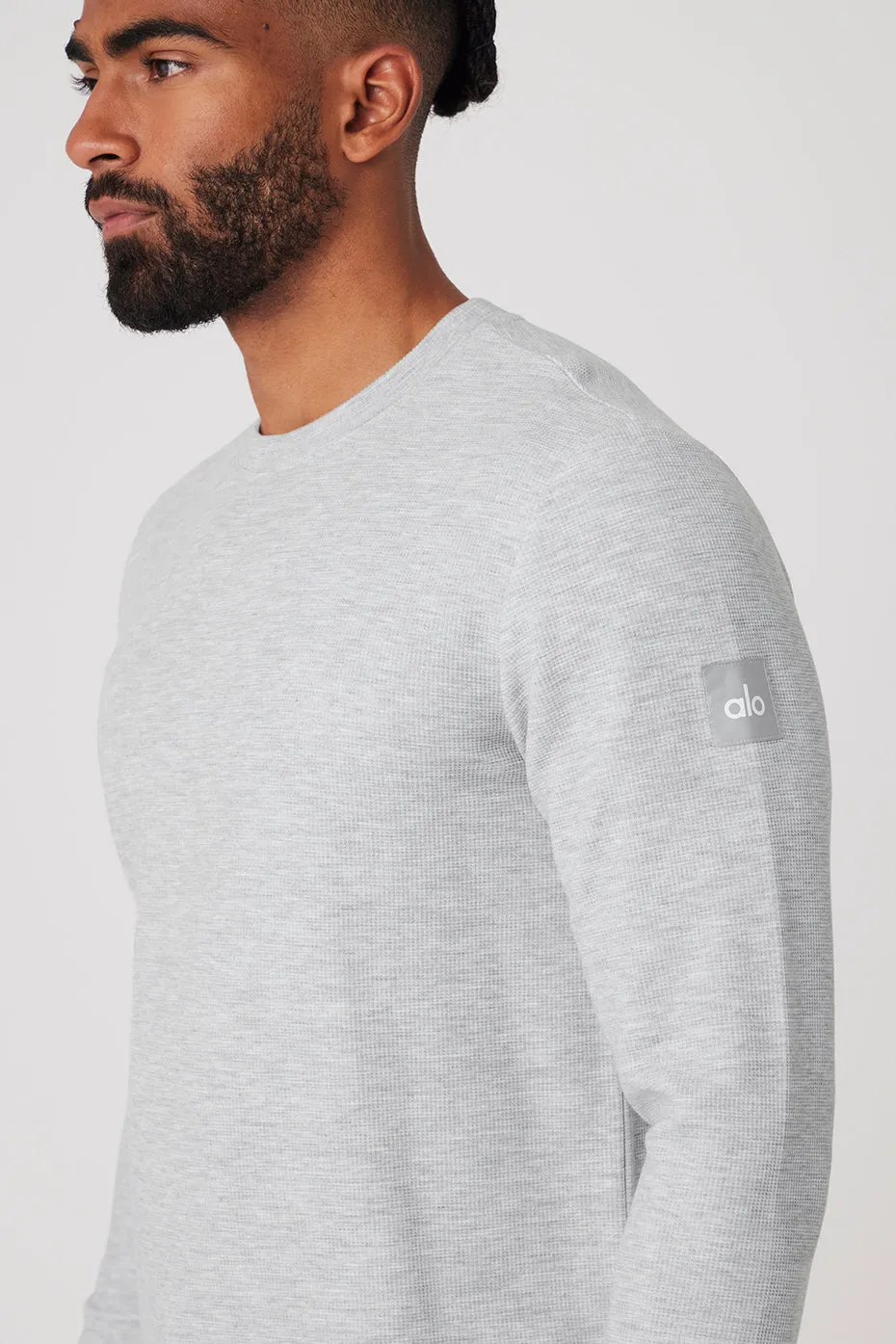 Micro Waffle Fast Break Long Sleeve Tee - Athletic Heather Grey