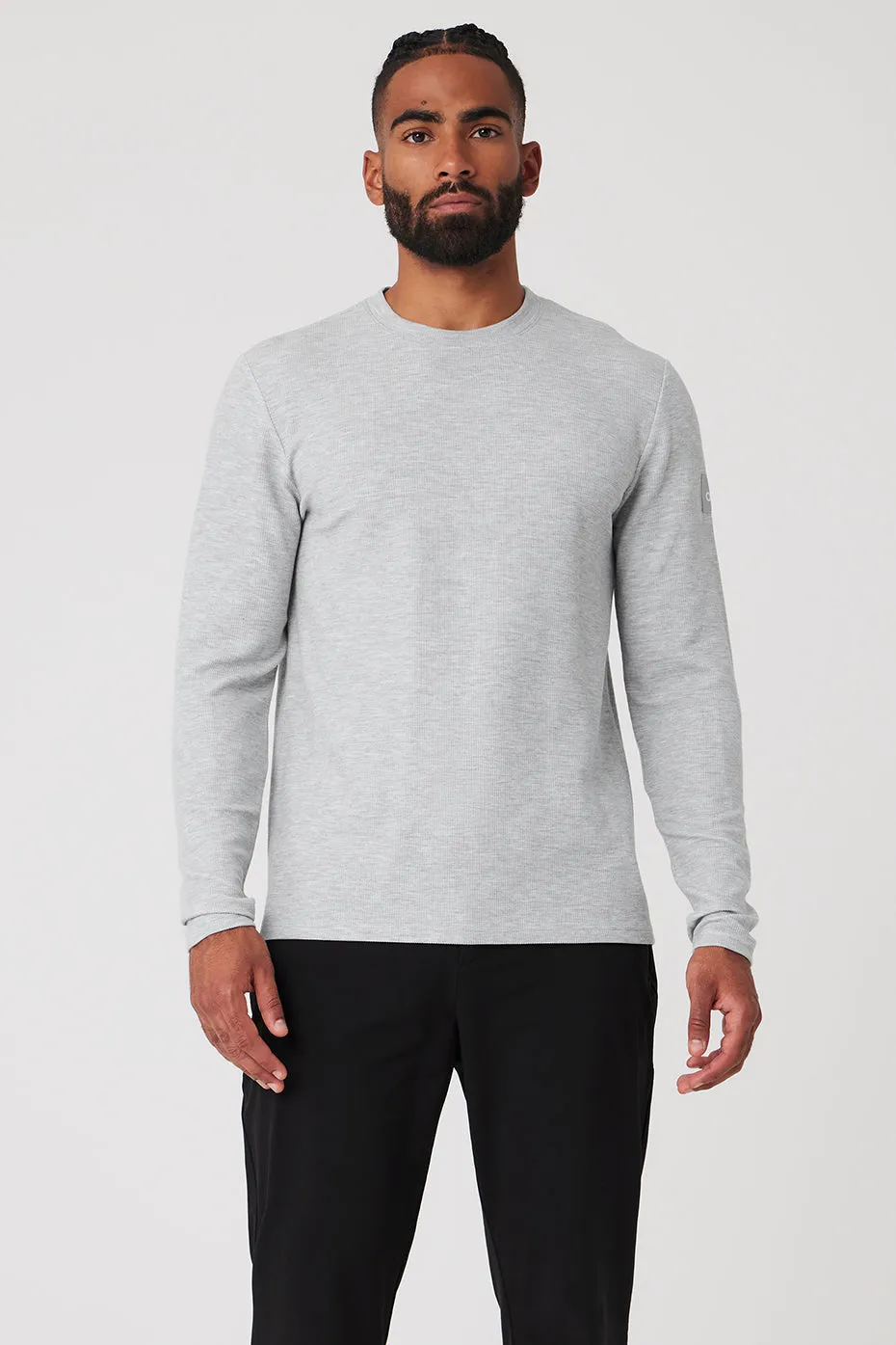 Micro Waffle Fast Break Long Sleeve Tee - Athletic Heather Grey