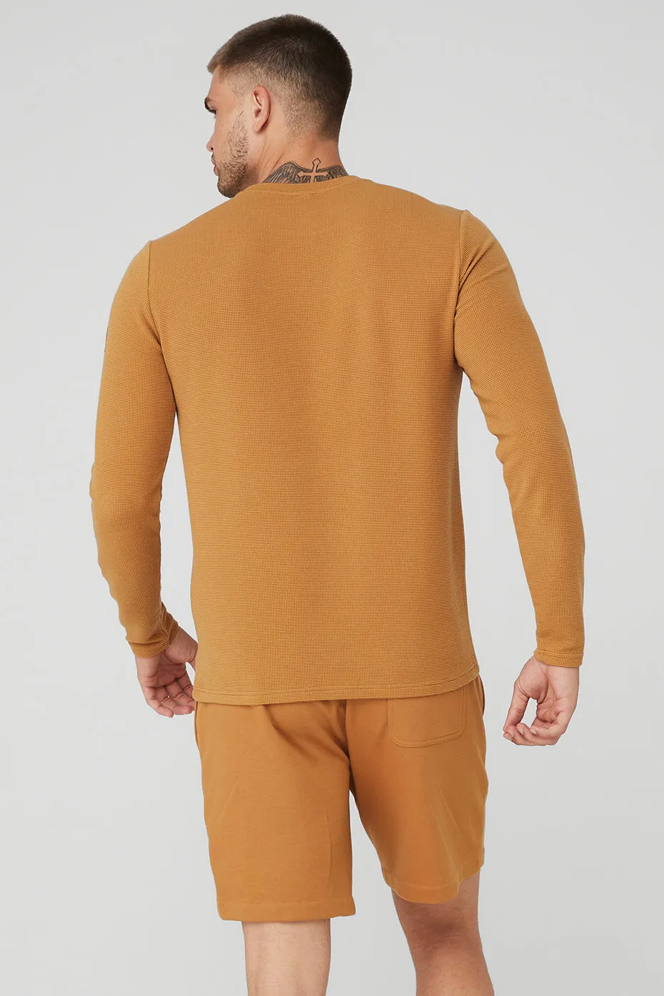 Micro Waffle Fast Break Long Sleeve Tee - Toffee