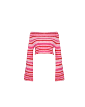 MILO CROP SWEATER PINK STRIPE