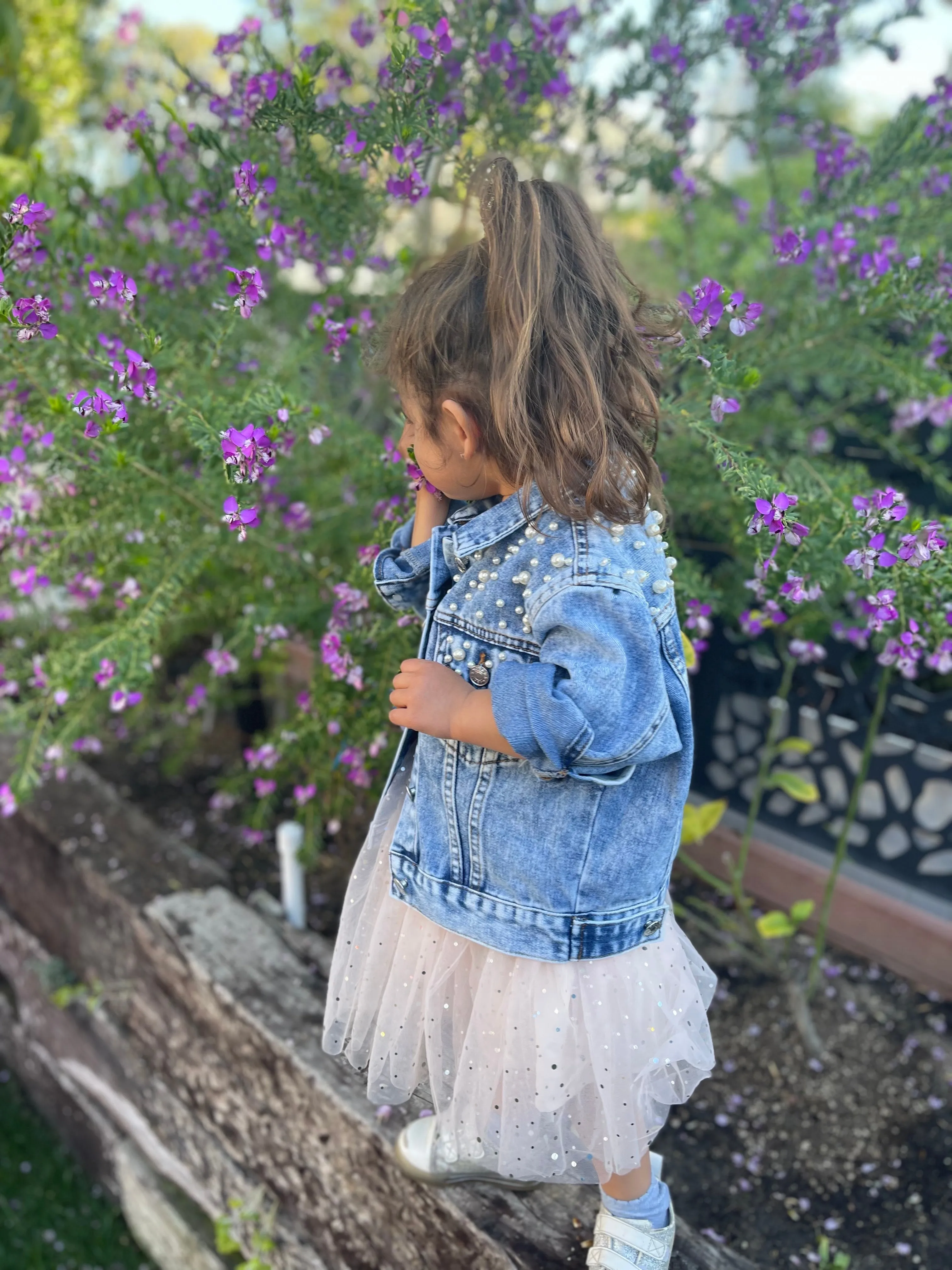 Minnie- Kid Pearl Denim Jacket