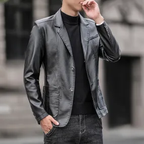 Motorcycle Biker PU Jacket Male Brand Streetwear Casual Men's Stand-up Collar Leather Jacket Vintage Design Coat Men's