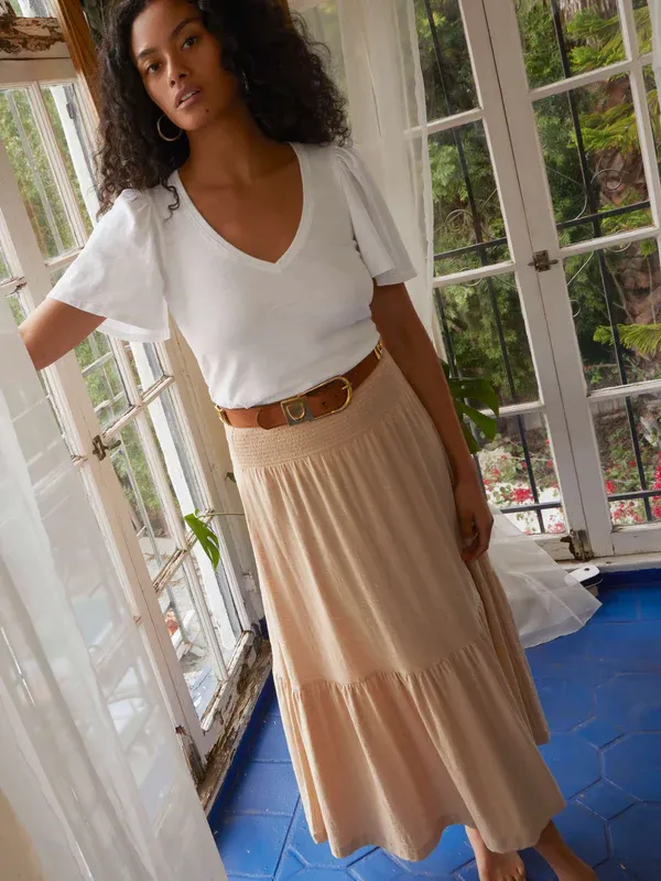 Nation LTD - Yasmine Midi Skirt in Toasted Marshmallow