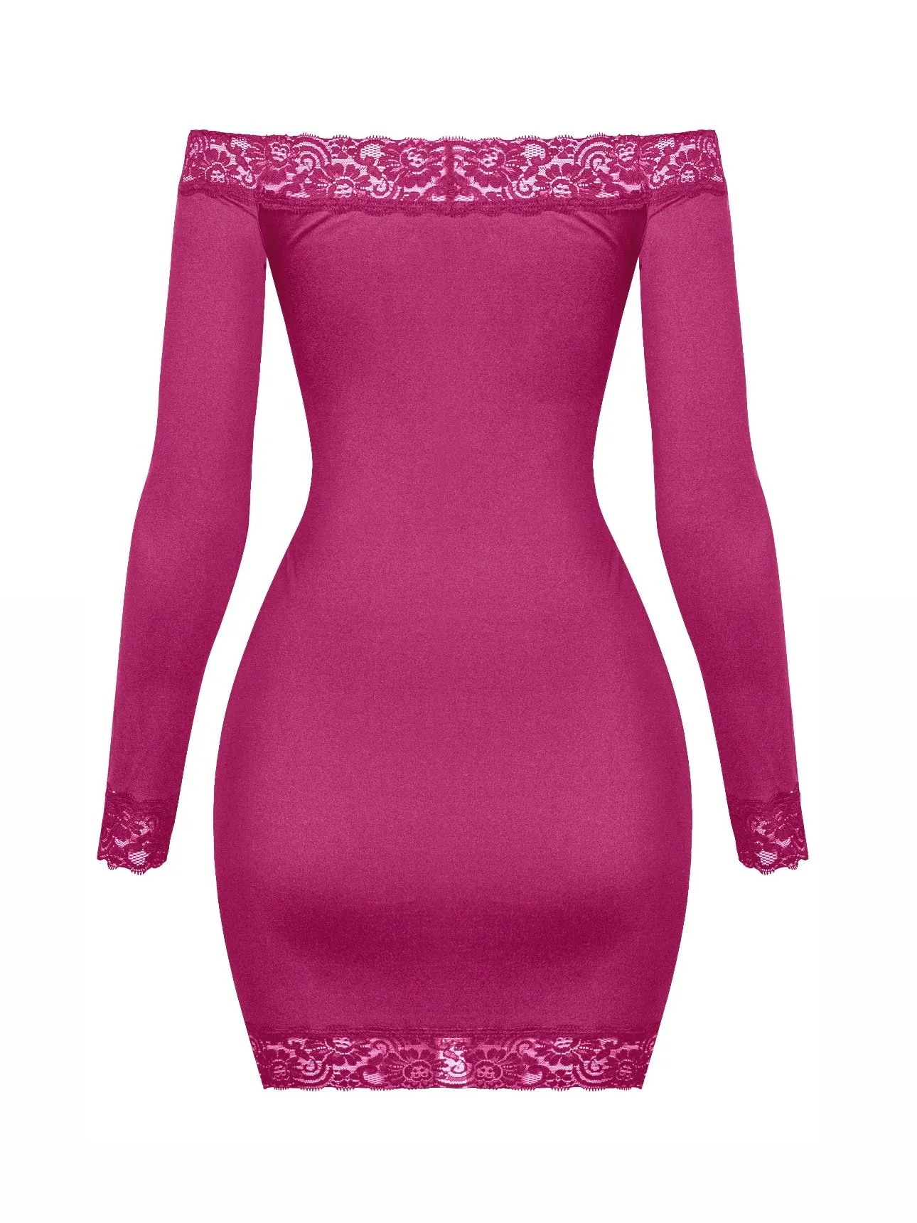 Nicky Lace Trim Dress (Magenta)