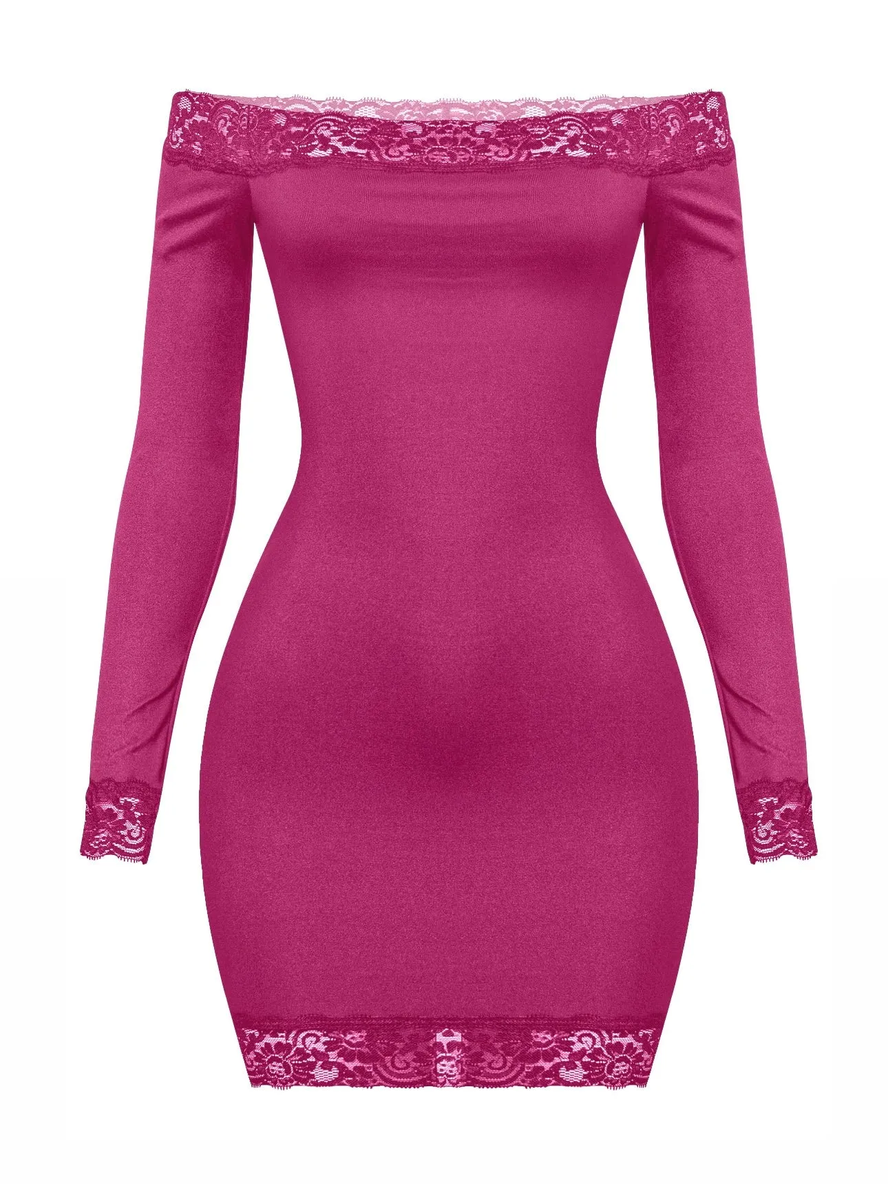 Nicky Lace Trim Dress (Magenta)