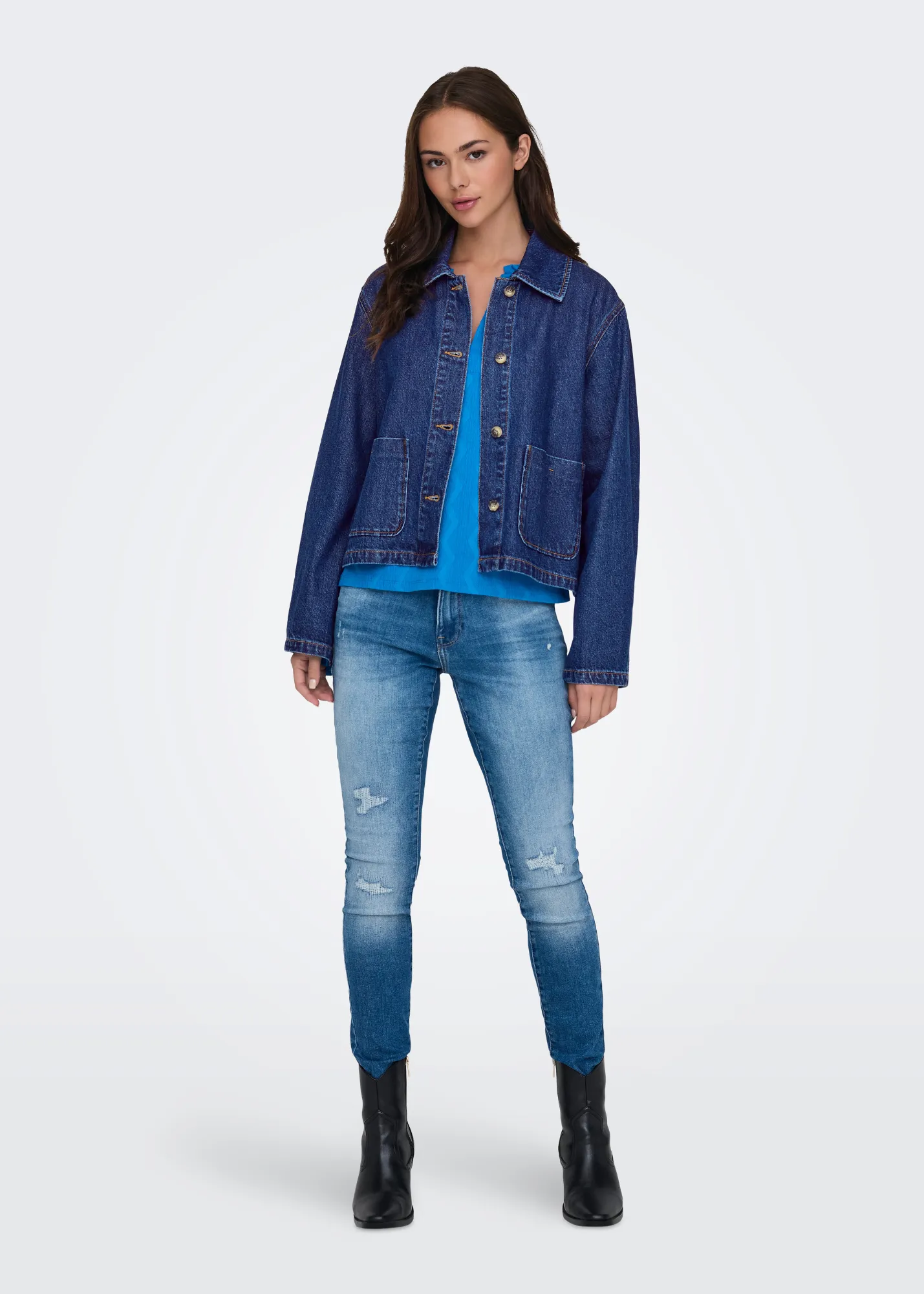 Only - Button Up Blue Denim Jacket