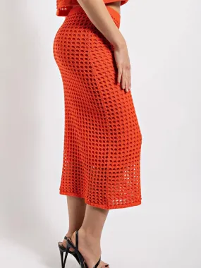 Orange Weave Knit Midi Skirt | Part of Set