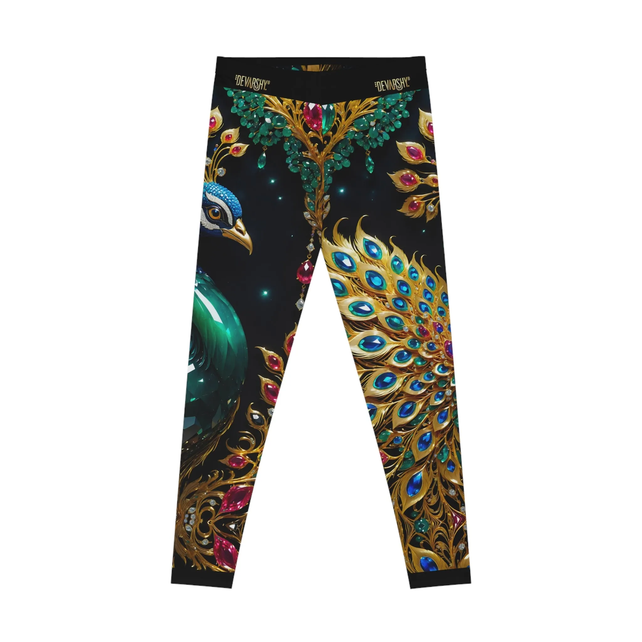 Ornate Peacock Leggings Women Decorative Leggings Casual Wear Spandex Leggings Peacock Print Leggings | D20230