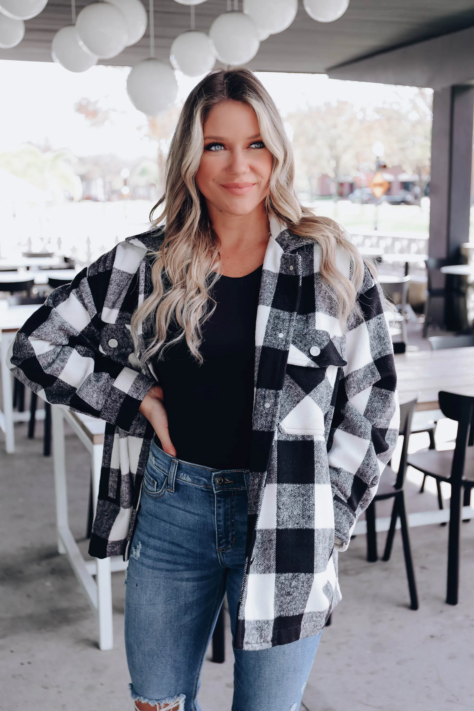 Ottawa Plaid Flannel Shacket - Black/White