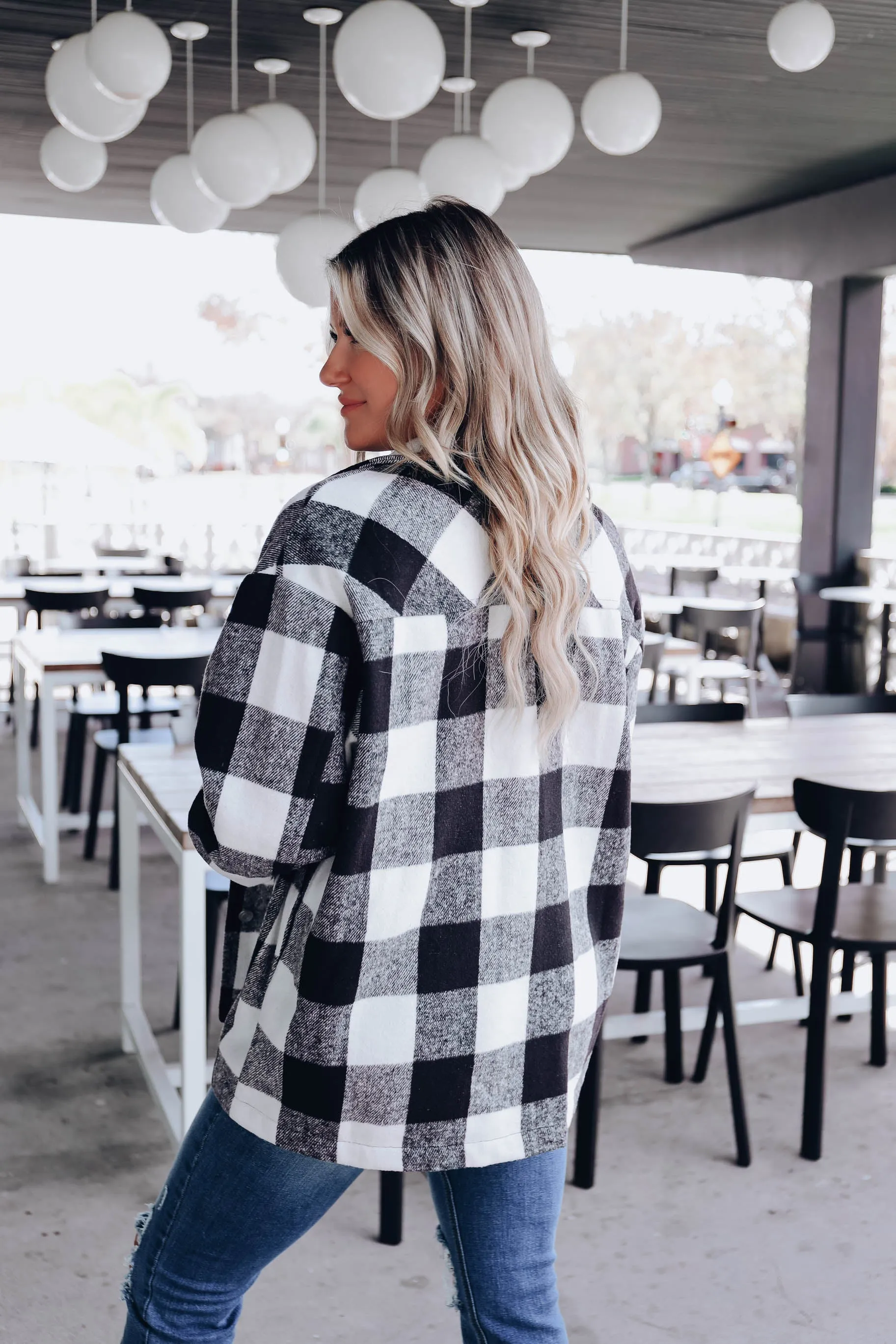 Ottawa Plaid Flannel Shacket - Black/White