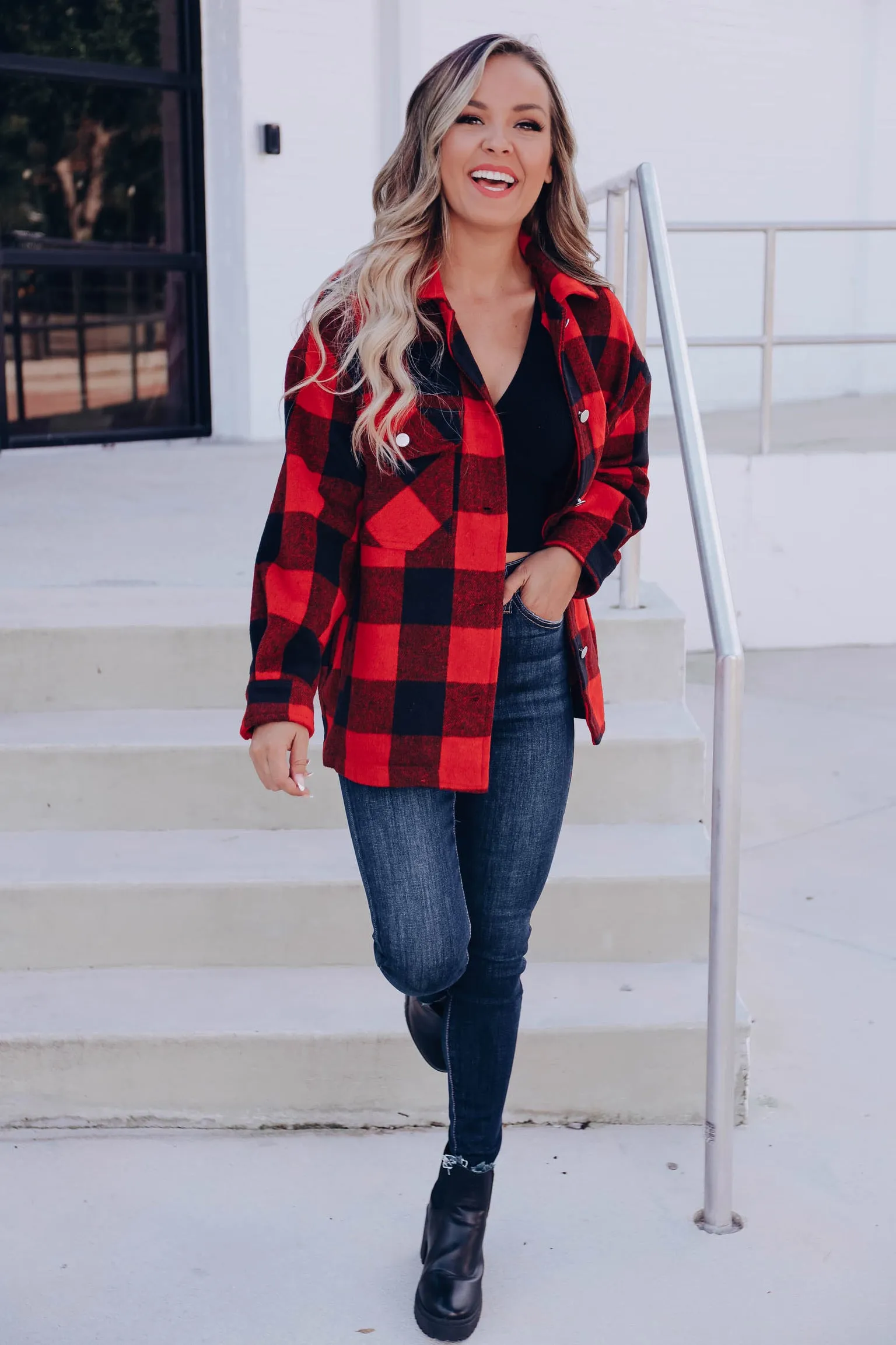 Ottawa Plaid Flannel Shacket - Red/Black