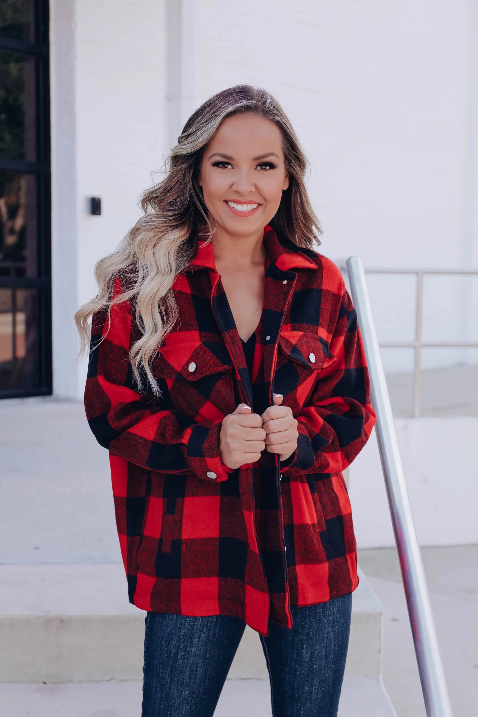 Ottawa Plaid Flannel Shacket - Red/Black