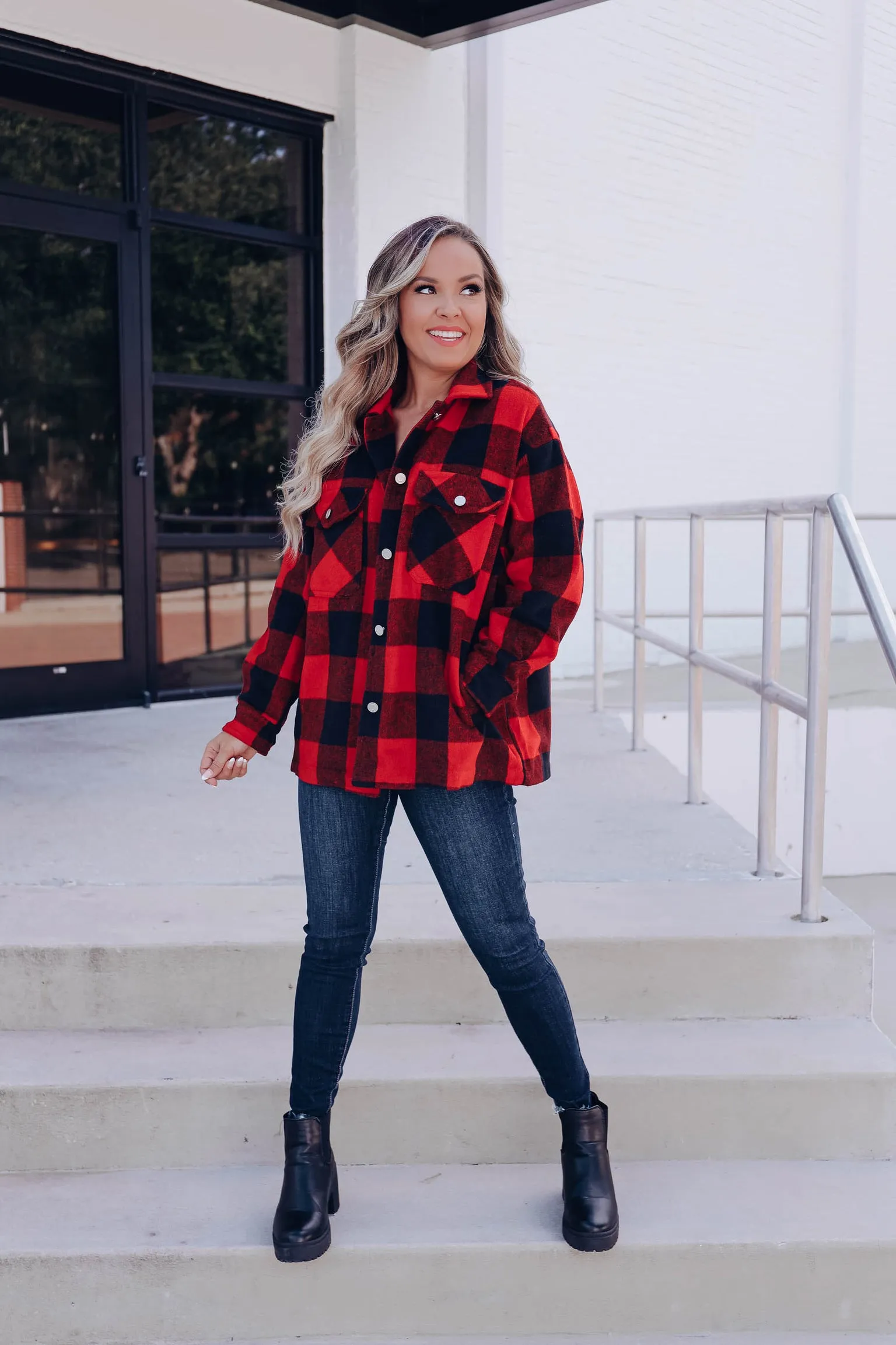 Ottawa Plaid Flannel Shacket - Red/Black