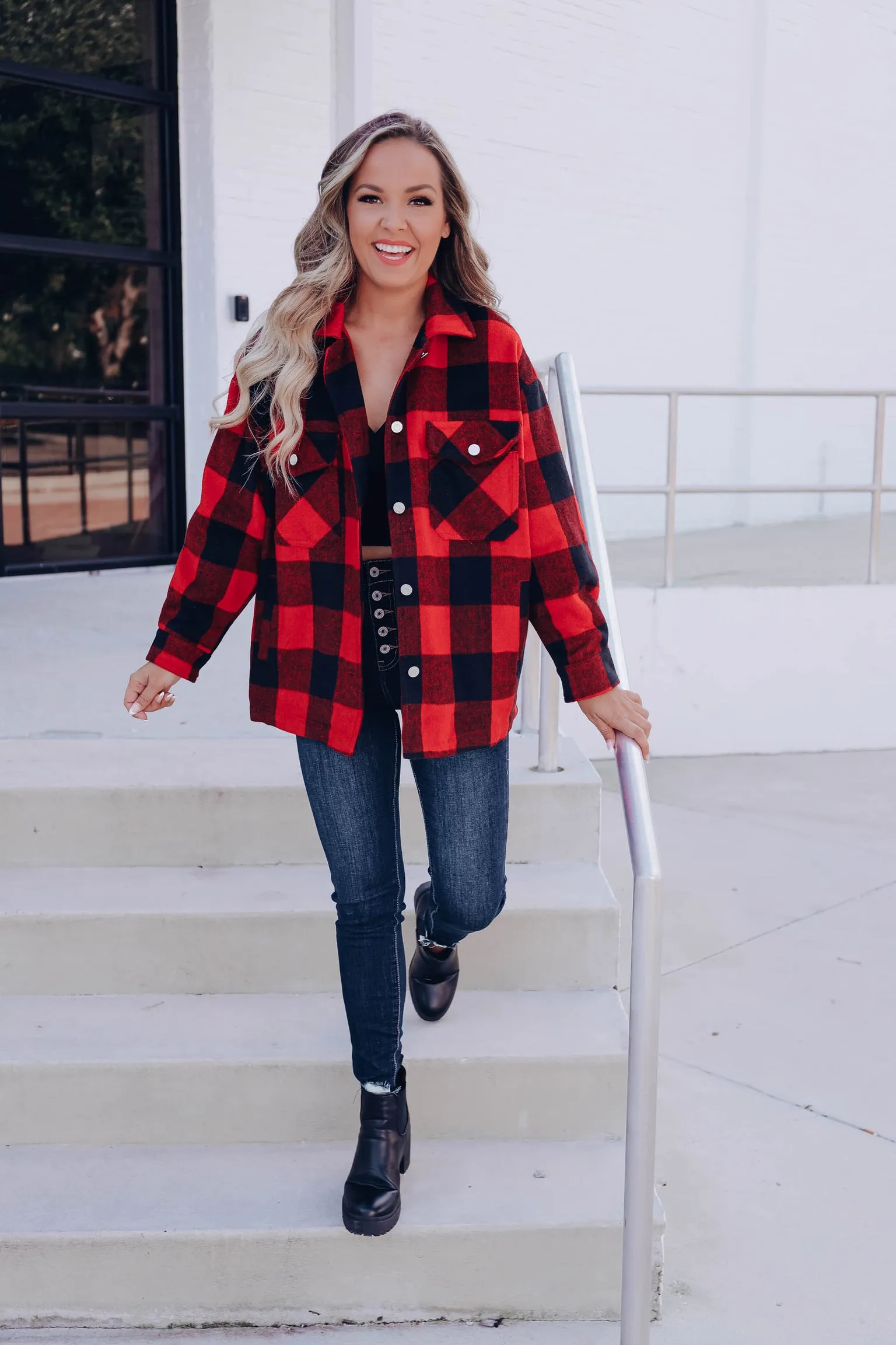 Ottawa Plaid Flannel Shacket - Red/Black