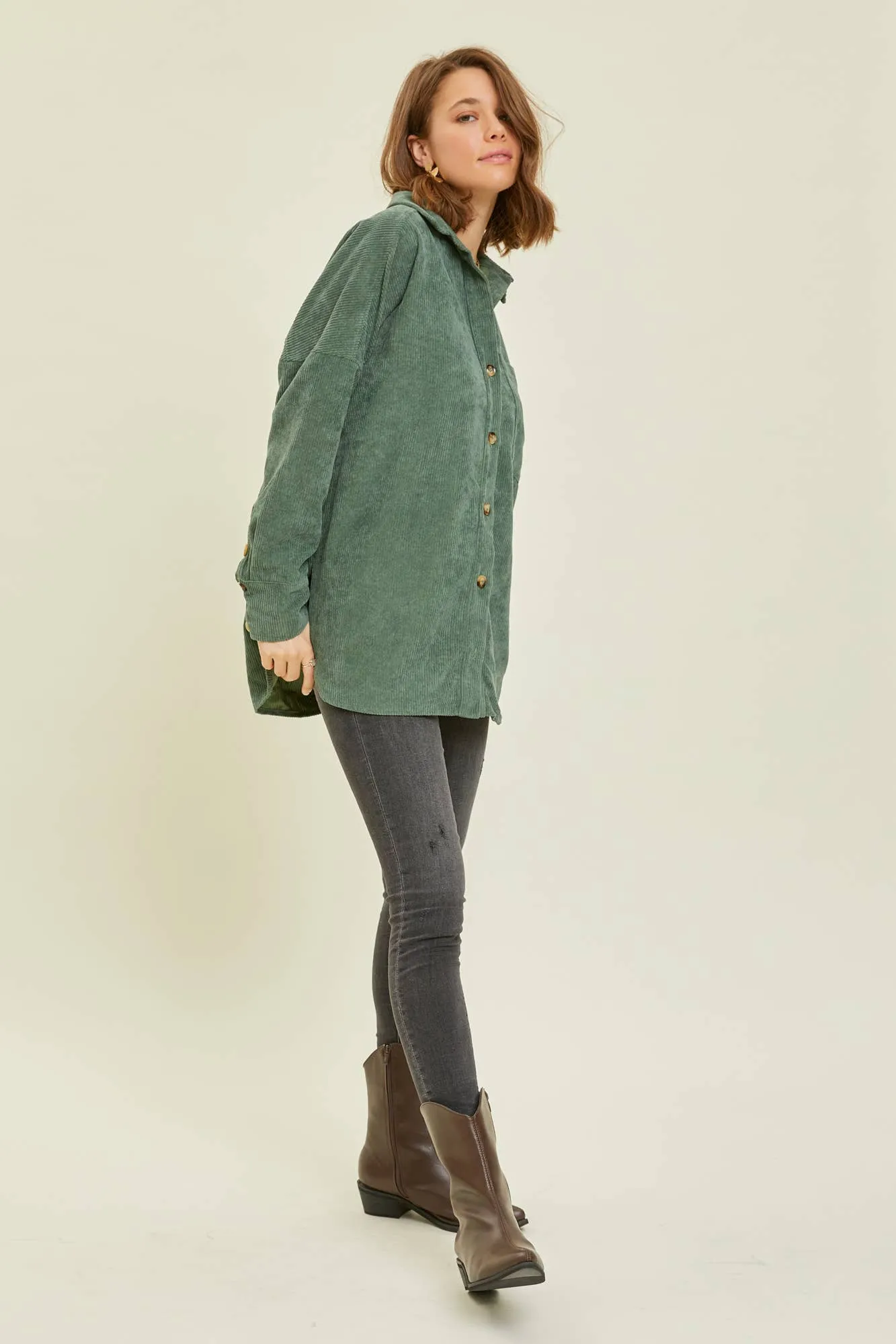 OVERSIZED CORDUROY TUNIC SHIRT/SHACKET