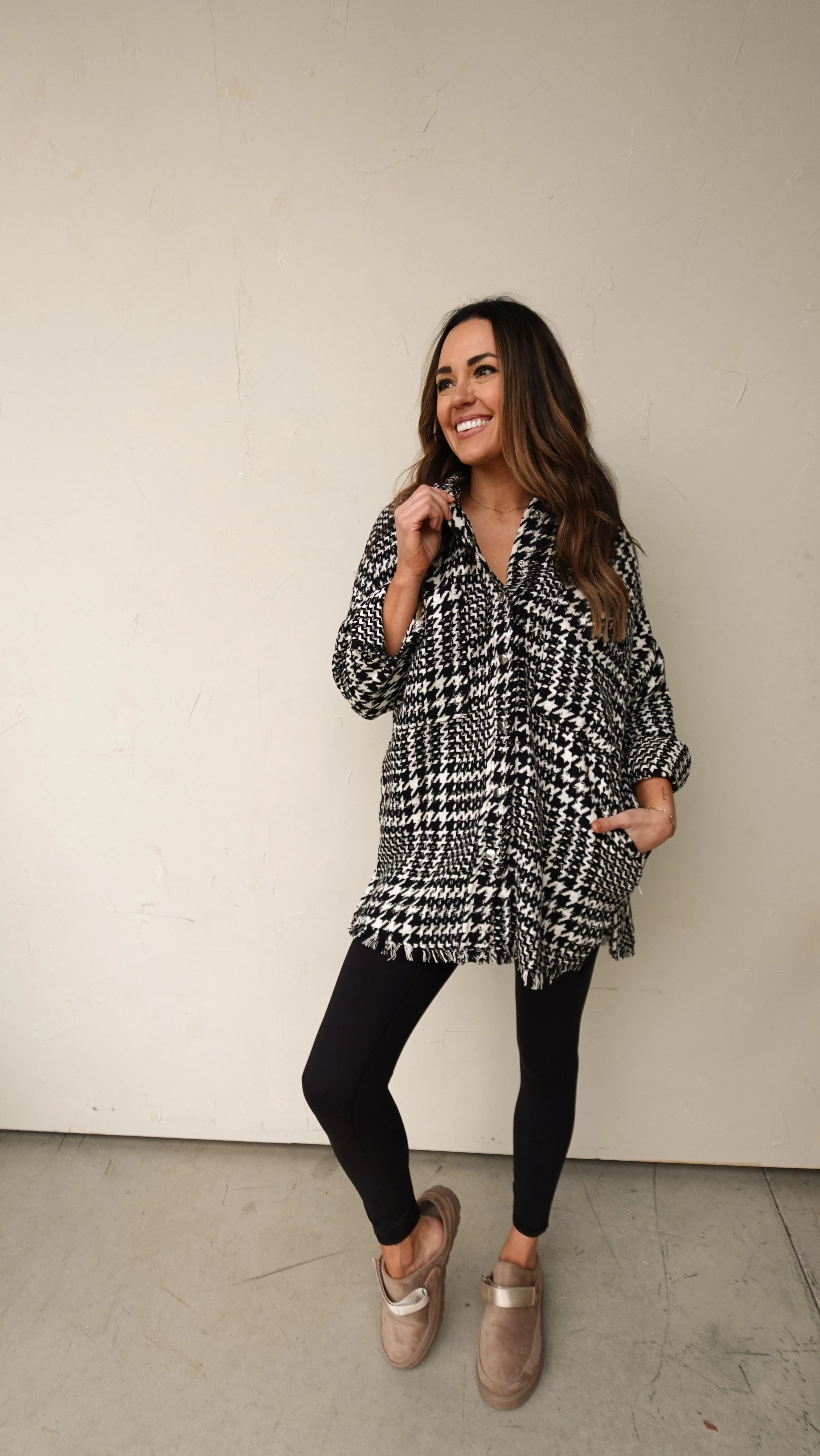 Oversized Houndstooth Shacket