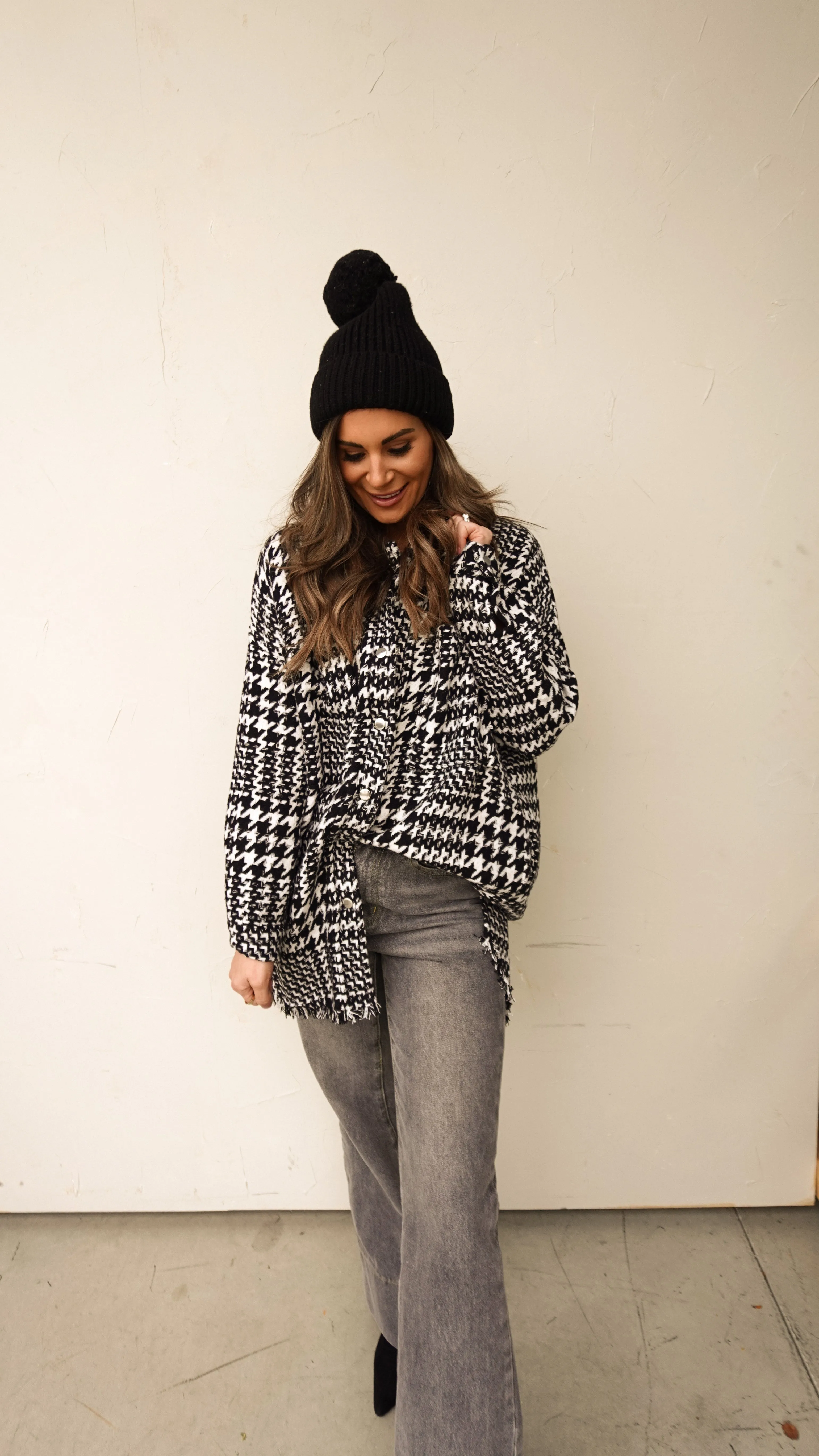 Oversized Houndstooth Shacket