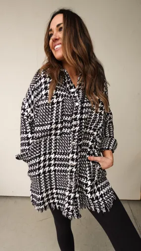 Oversized Houndstooth Shacket