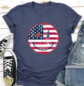 Patriotic Smiley Face Shirt, Retro Patriotic Shirt, Unisex Tee Shirt, Vintage Tee Shirt, Mom shirt