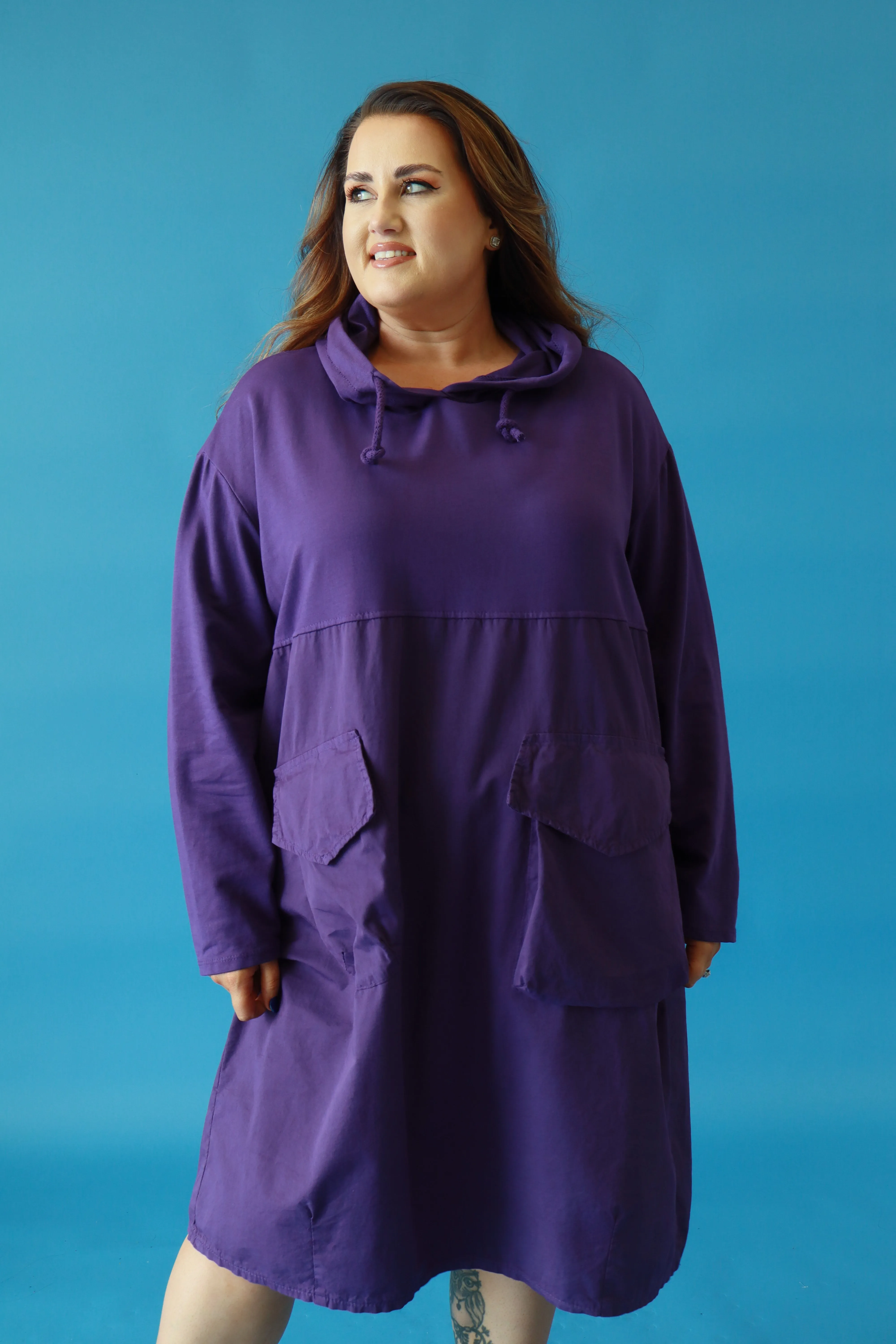 Philomena Cotton Dress in Purple