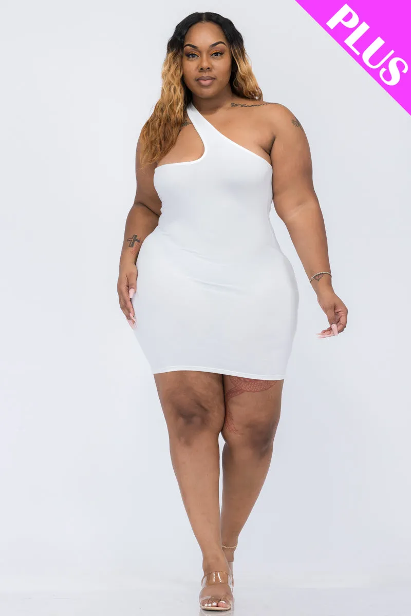 Plus Size One Shoulder Bodycon Mini Dress