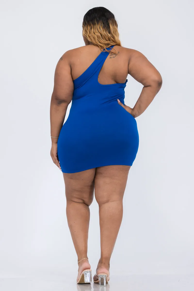 Plus Size One Shoulder Bodycon Mini Dress