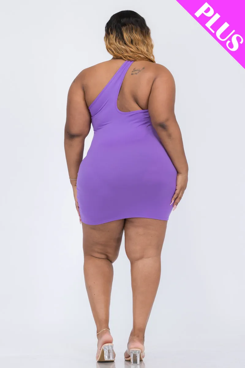 Plus Size One Shoulder Bodycon Mini Dress