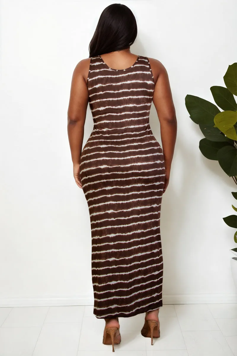 Plus Size Tie Dye Printed Tank Bodycon Maxi Dress