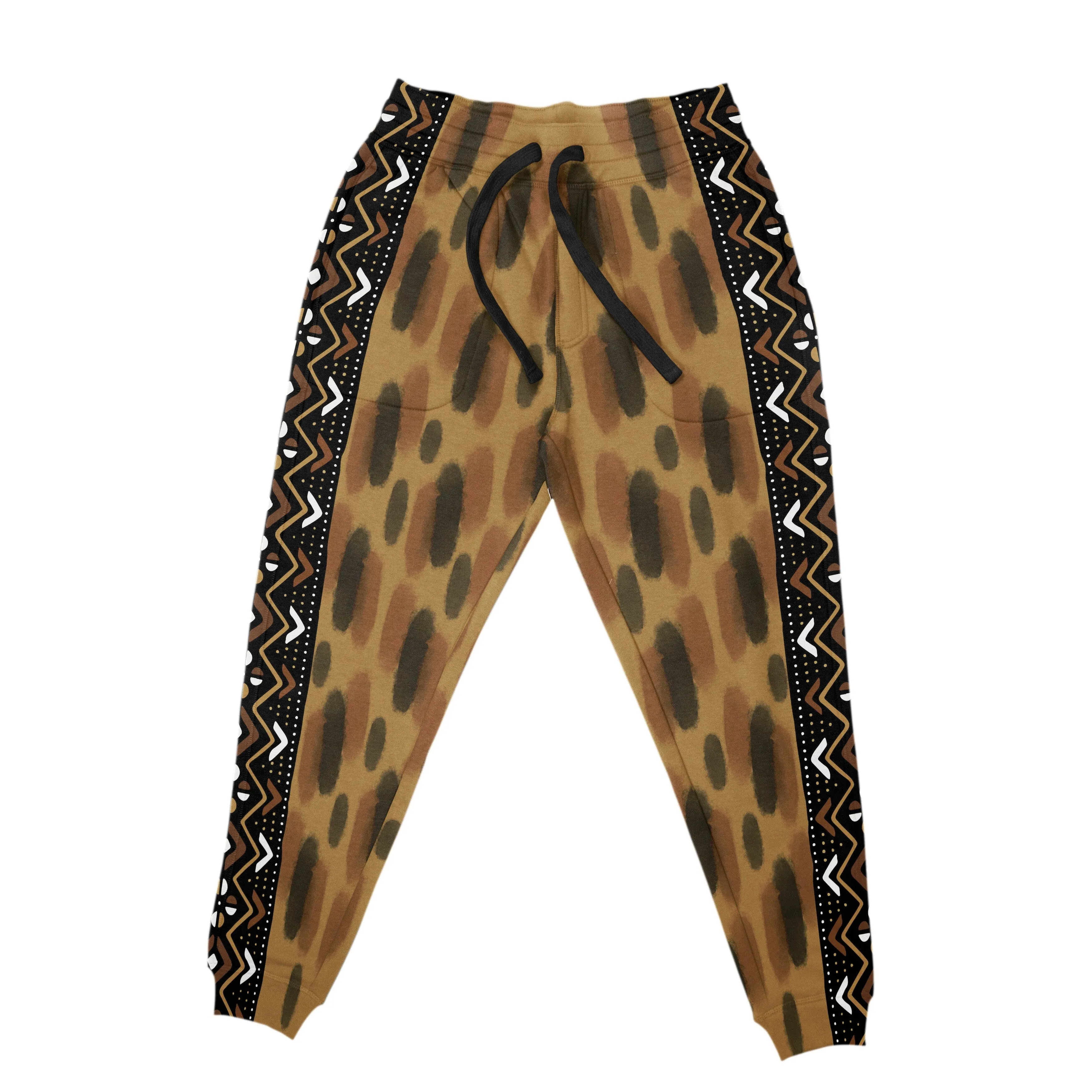 Printed Mud Cloth and Adinkra Symbol Joggers