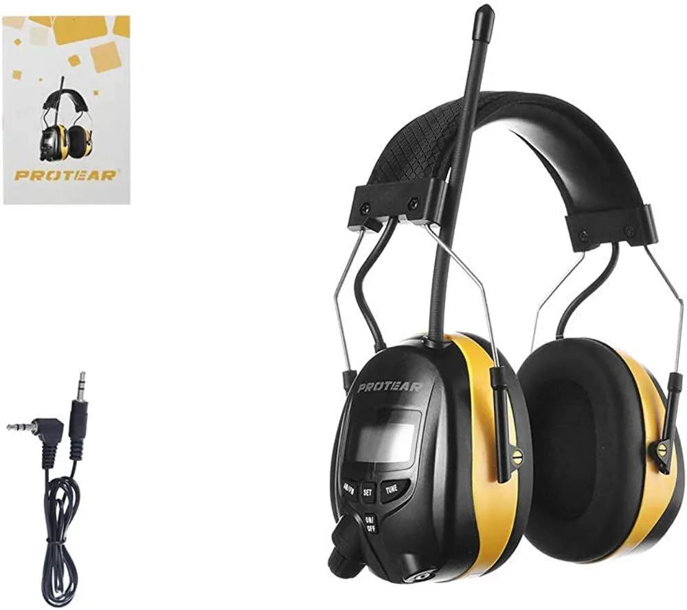 PROTEAR Digital AM FM Radio Headphones, 25Db NRR Ear Protection Safety Ear Muffs