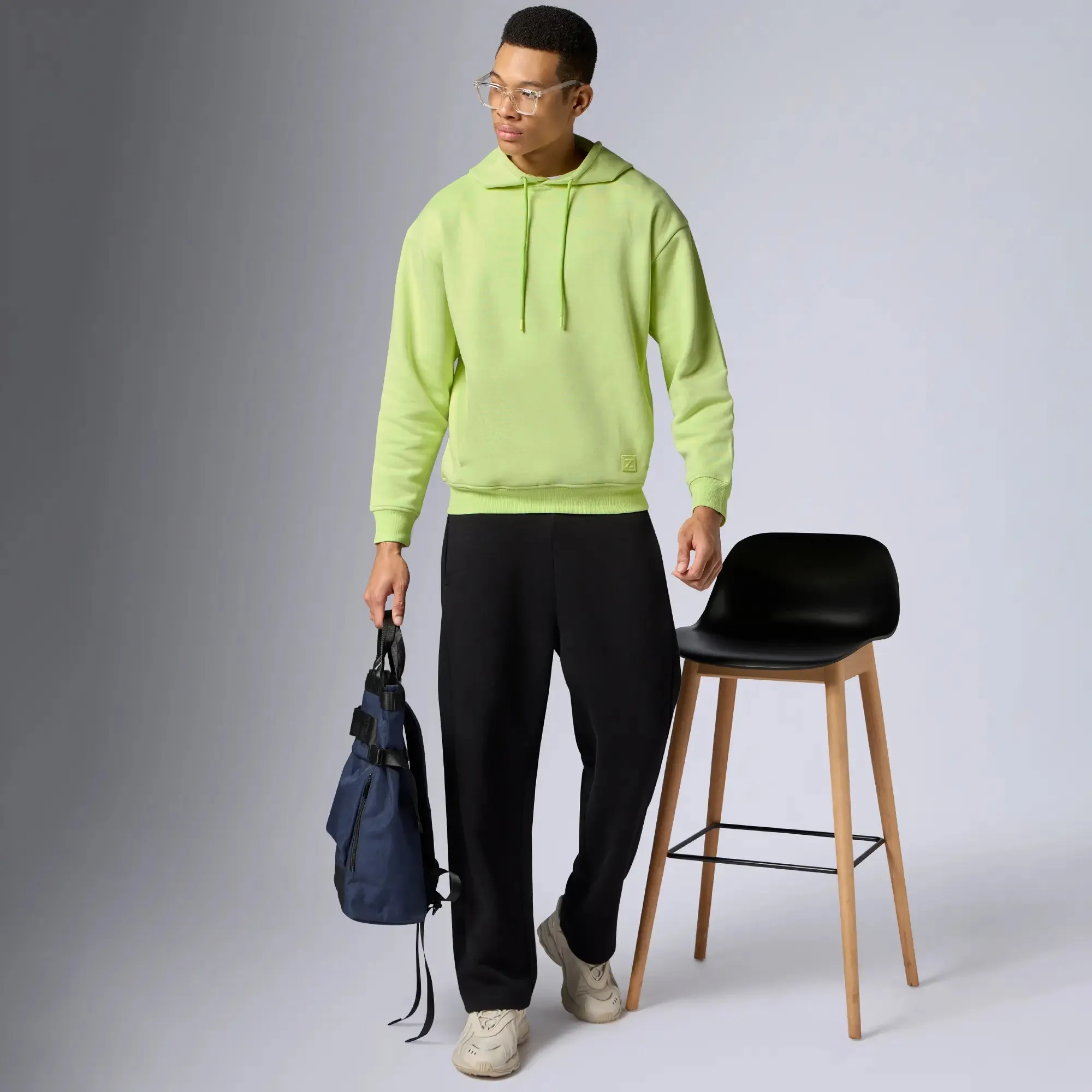 Pulse French Terry Cotton Blend Hoodies Lime Green