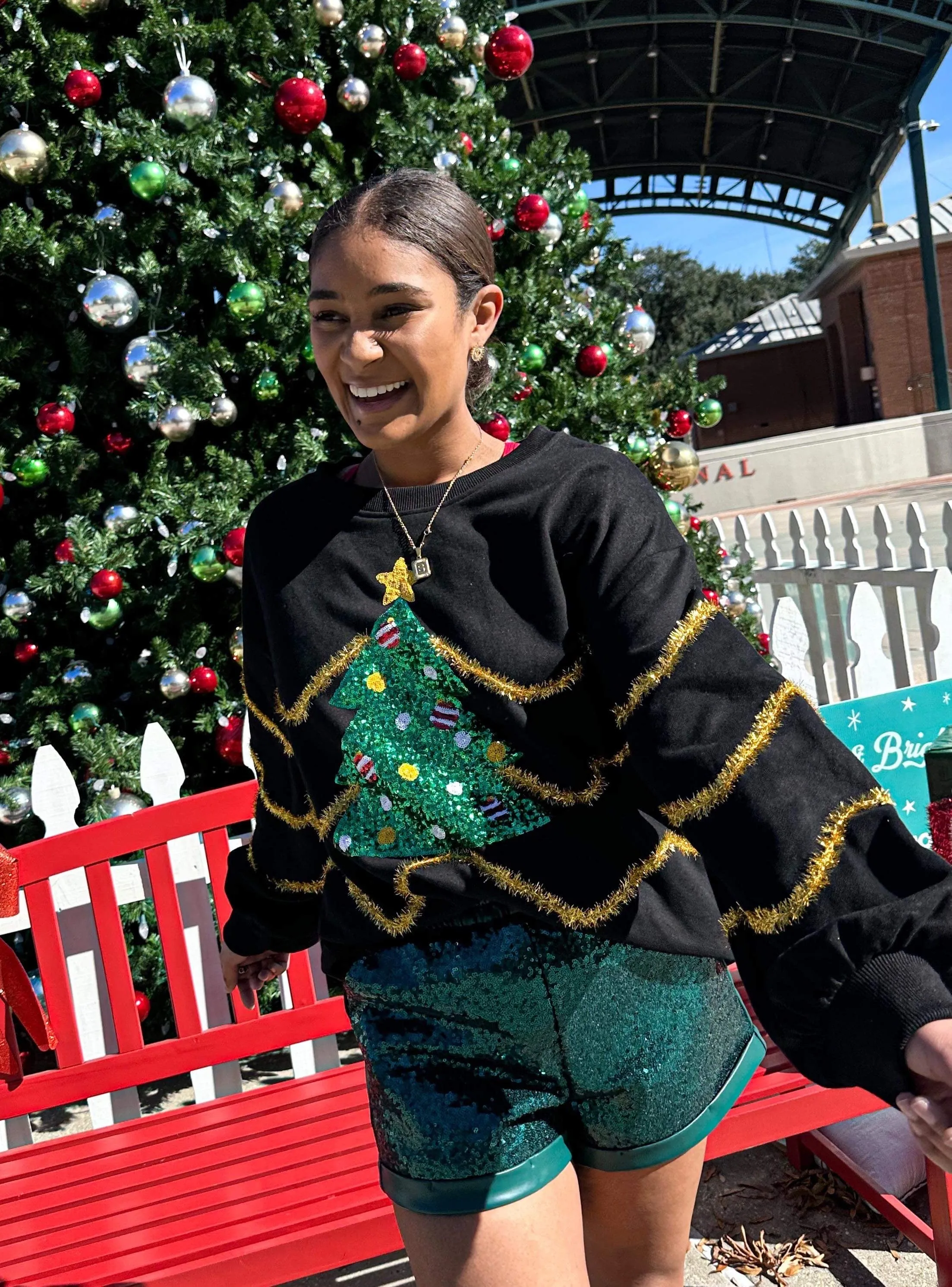 Queen Of Sequin Christmas Tree Sweater