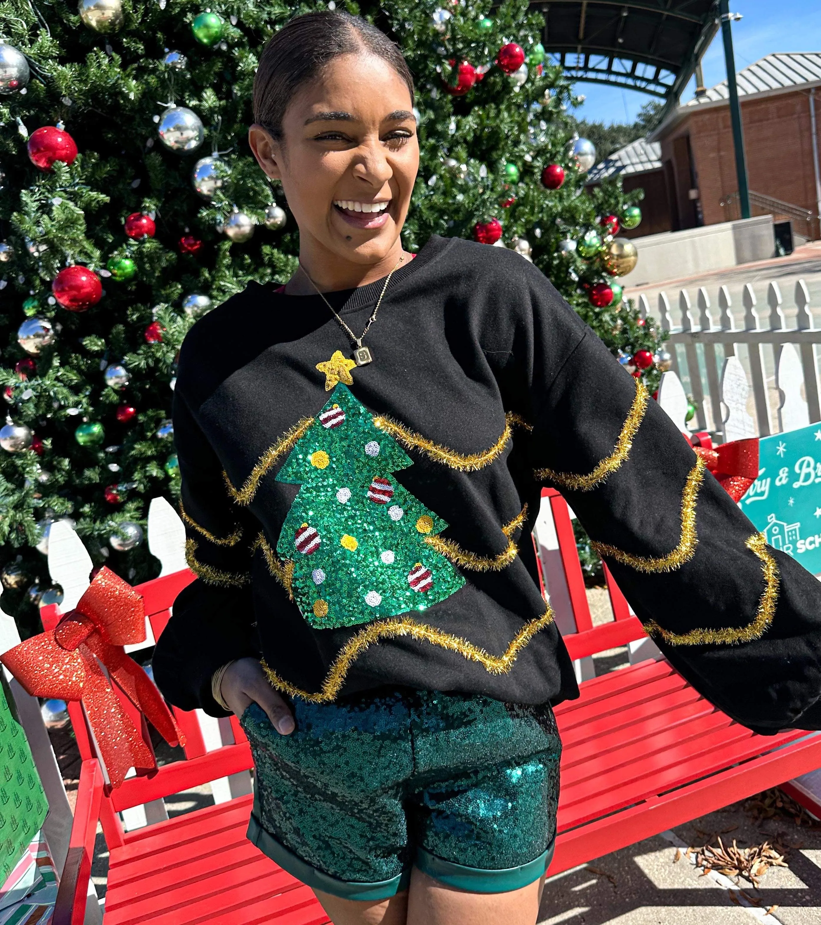 Queen Of Sequin Christmas Tree Sweater