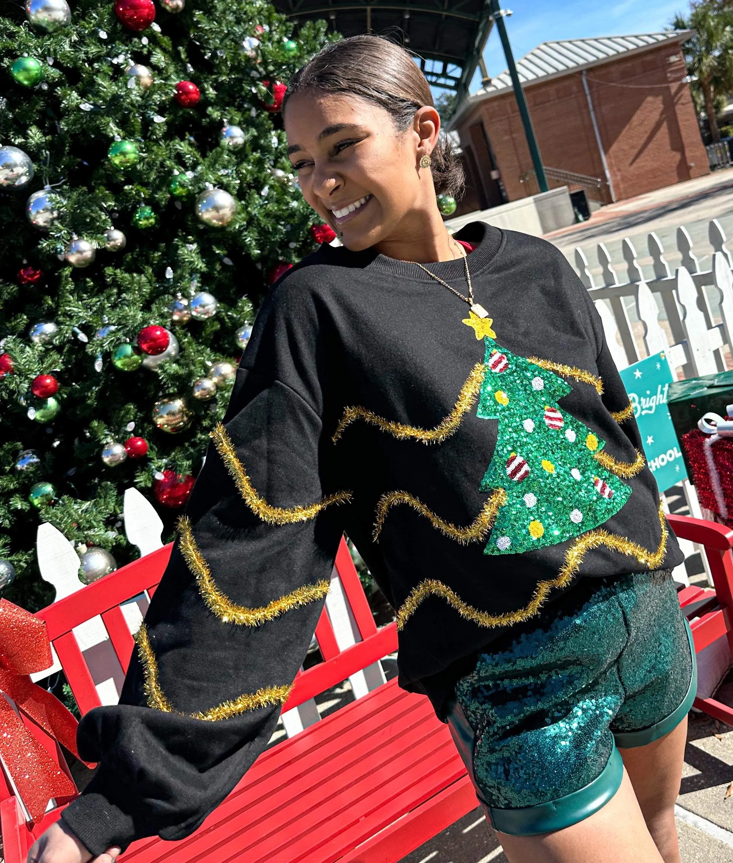 Queen Of Sequin Christmas Tree Sweater