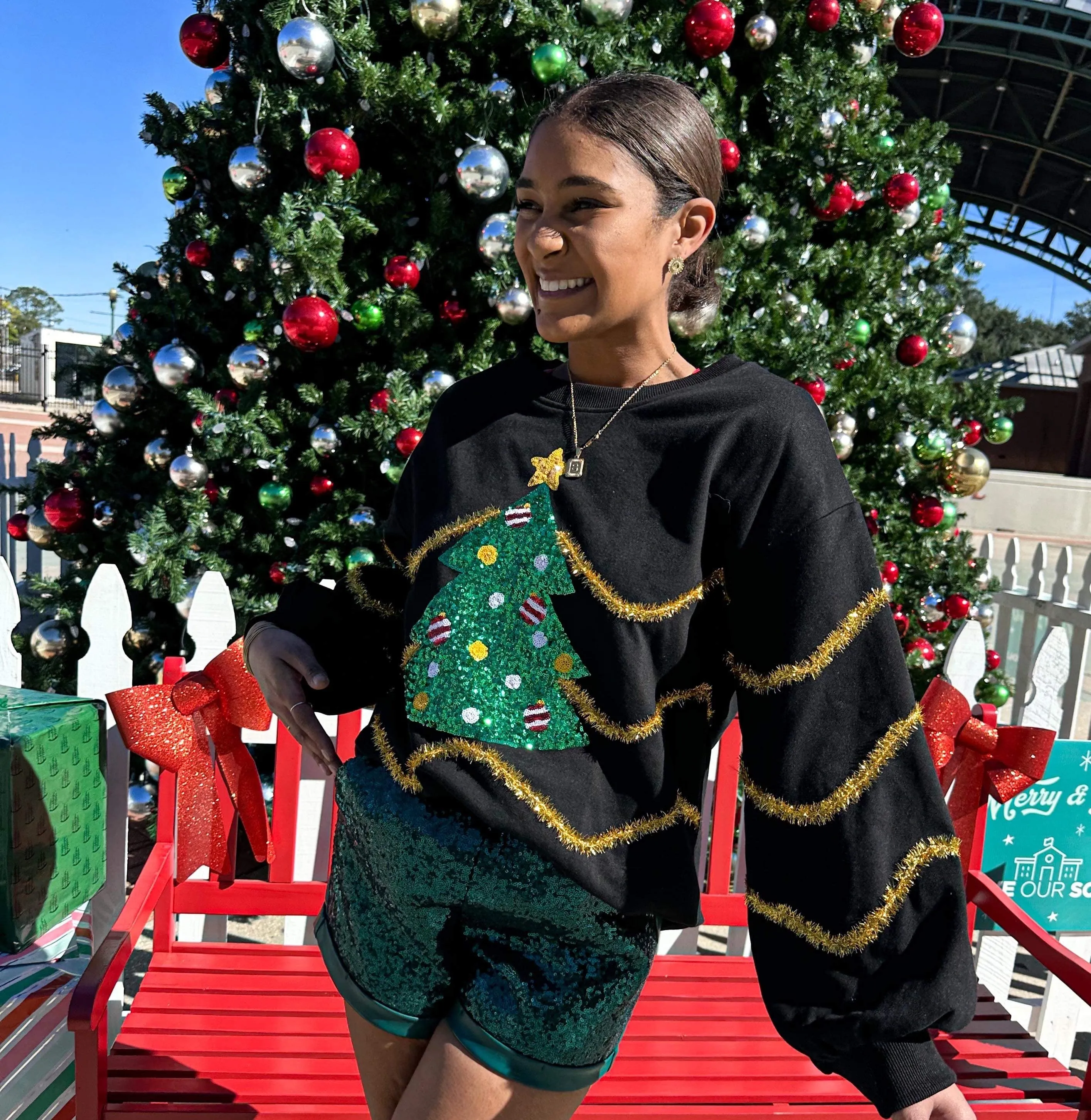 Queen Of Sequin Christmas Tree Sweater