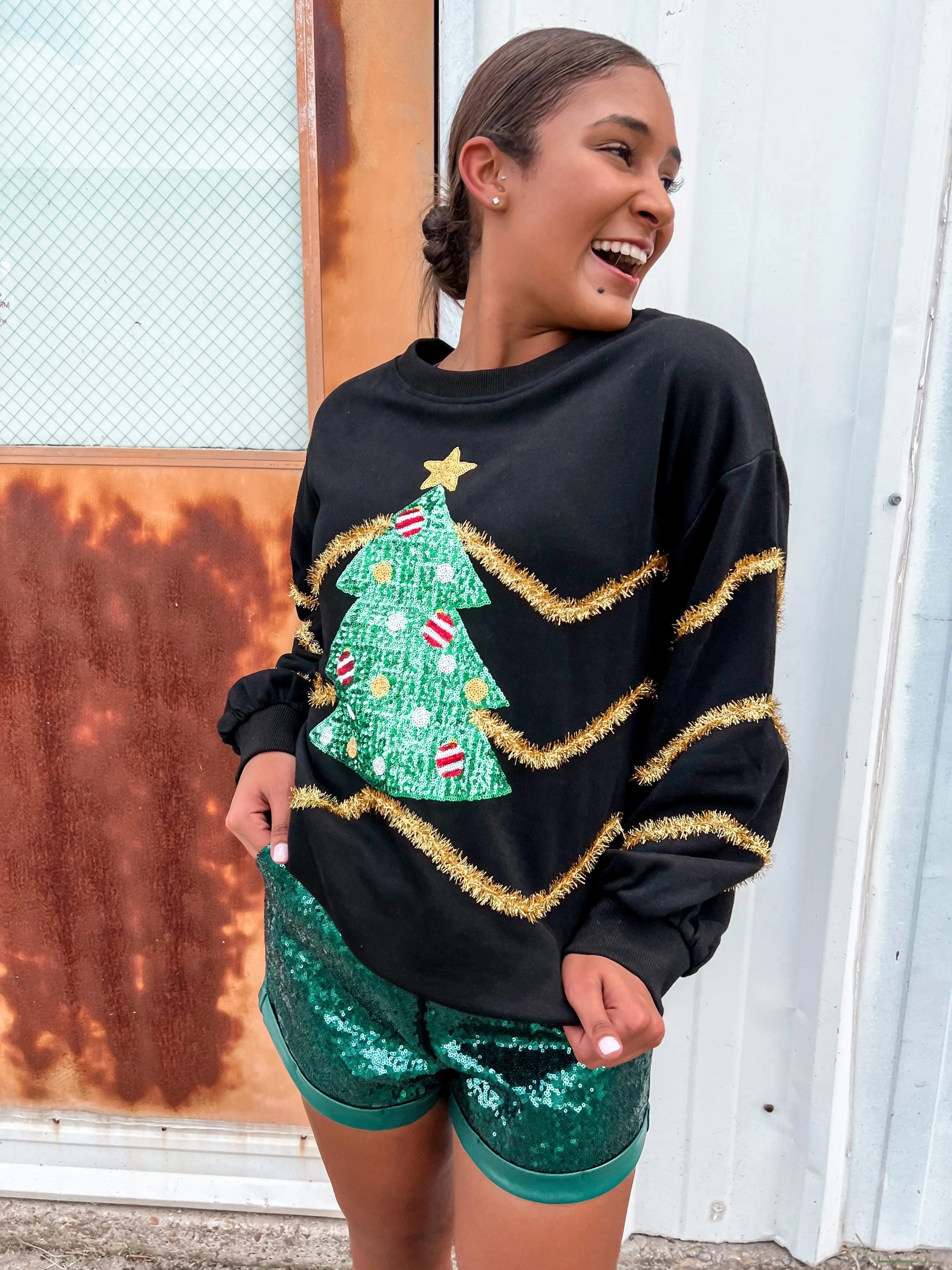 Queen Of Sequin Christmas Tree Sweater