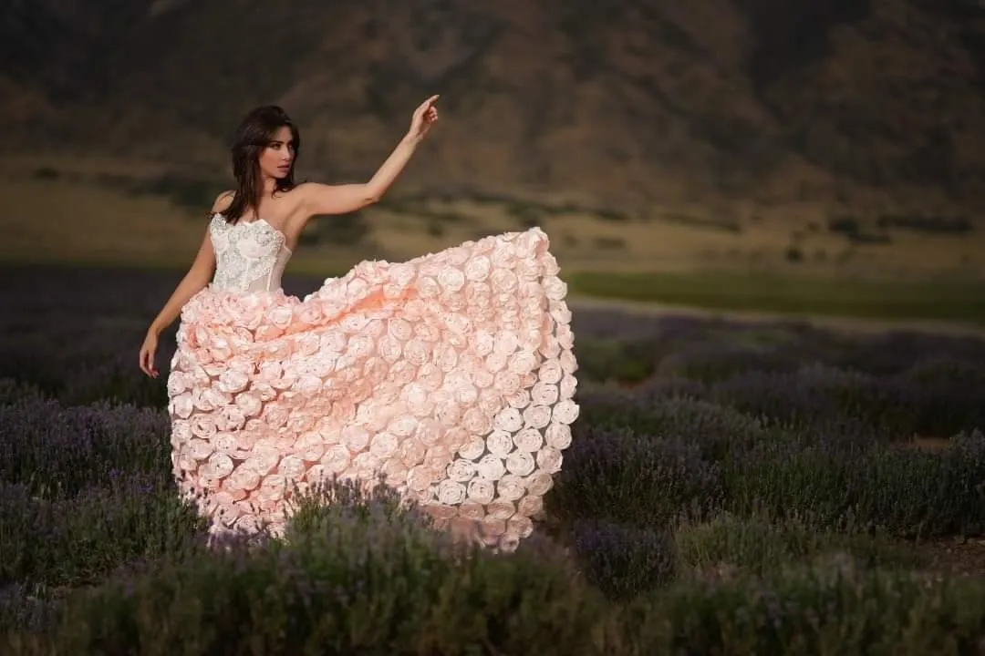 "BLOSSOM" Blush Rosette Wedding Ballgown Set