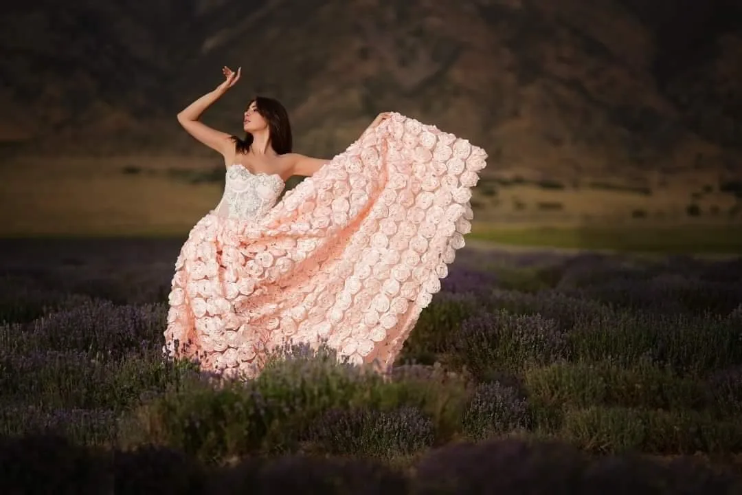 "BLOSSOM" Blush Rosette Wedding Ballgown Set