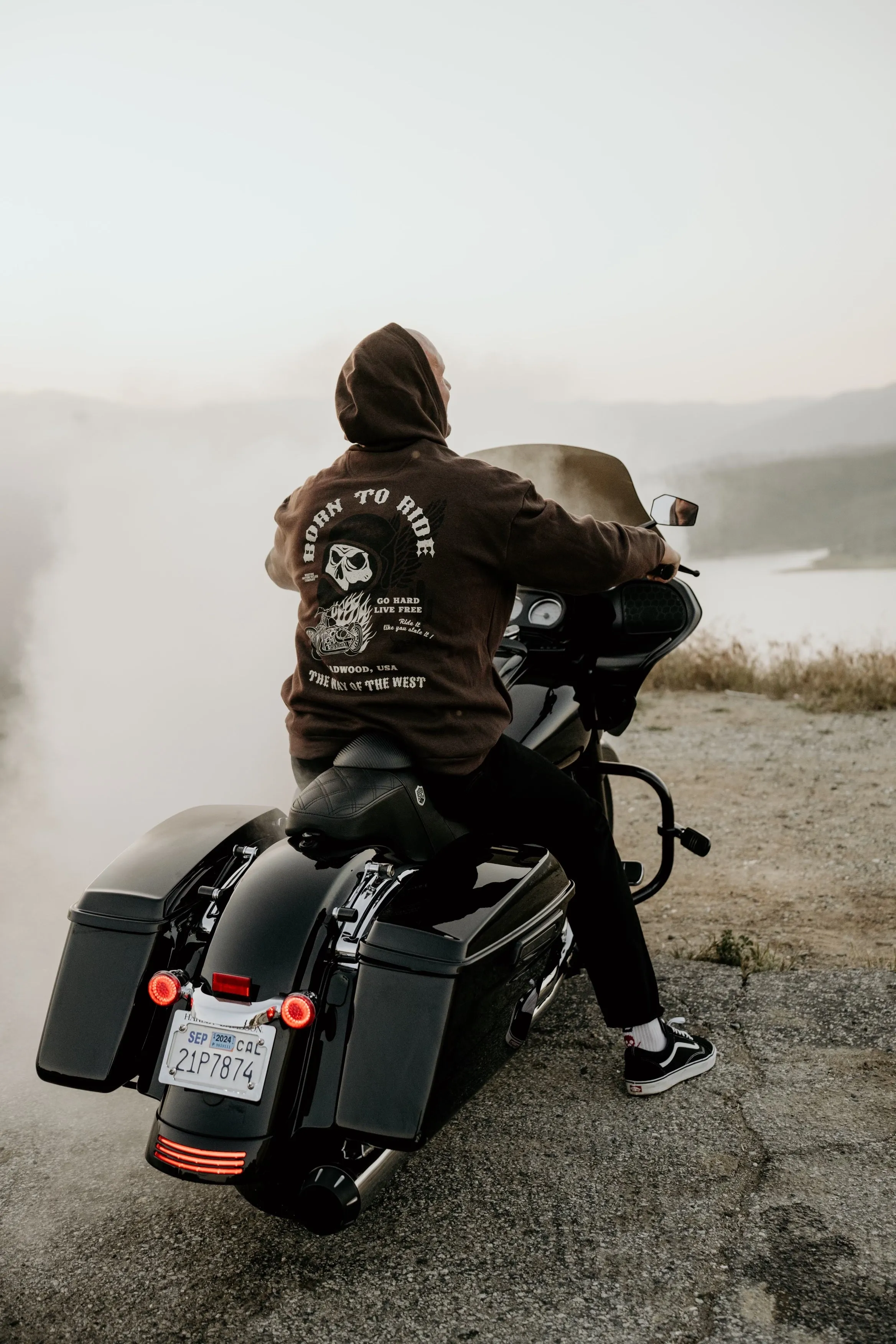 "BORN TO RIDE" Zip Up Hoodie in DIRT