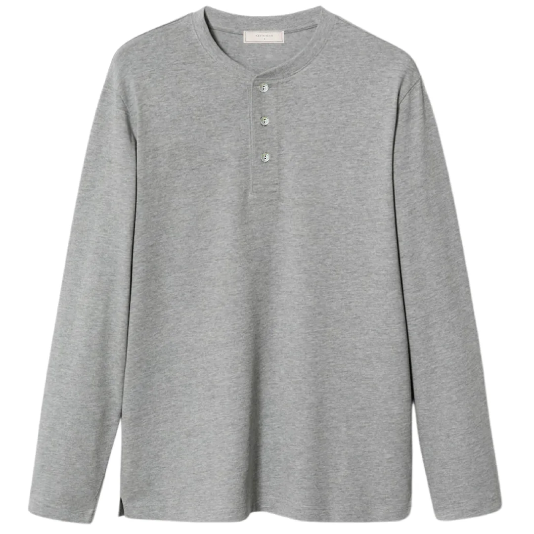 "GARY" HENLEY COTTON LONG SLEEVE T-SHIRT