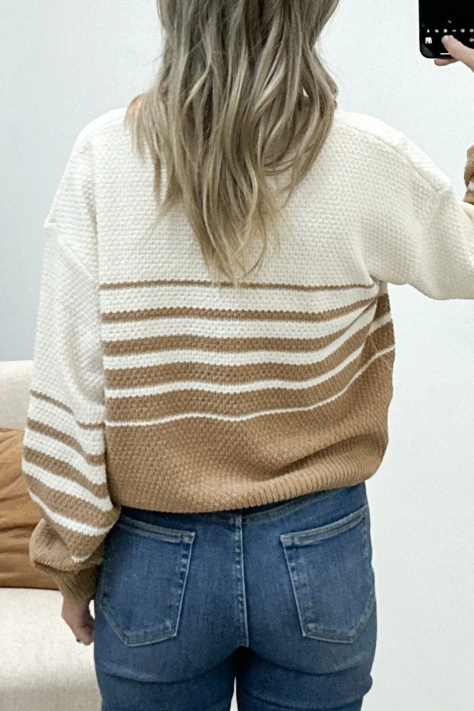 "My Safe Place" Sweater (Cream/Brown)